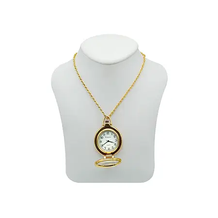 Large Print Gold Tone Watch With Chain