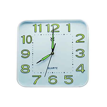 Large Print Square Wall Clock Glow In the Dark