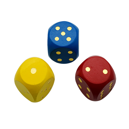 Dice 4.2cm Wooden With Gold Dots