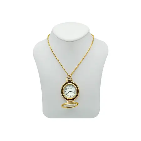 Large Print Gold Tone Watch w Chain